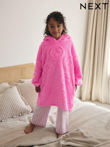 Pink Happy Face Jacquard Fleece Hooded Blanket (3-16yrs) (B96466) | €25 - €35