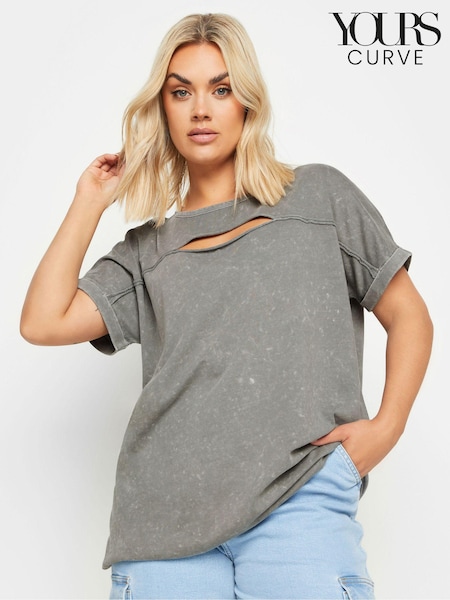 Gris - T-shirt Yours Curve 100% coton délavé à l’acide (B96506) | € 8