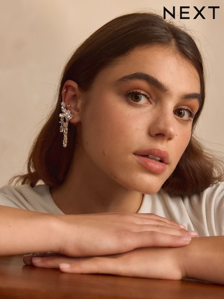 Gold Tone Statement Crawler Stud Earrings Made With Recycled Zinc (B96686) | €9.50