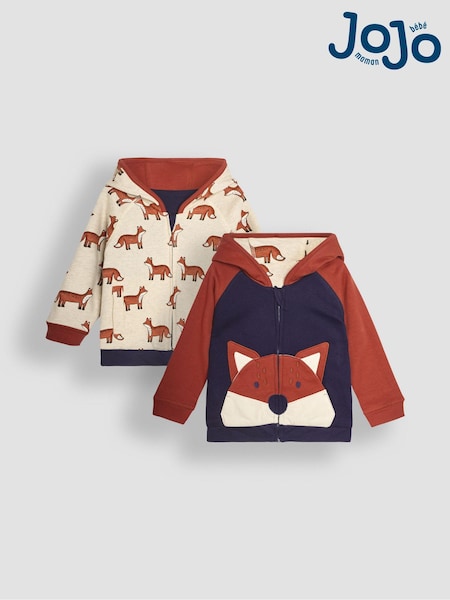 Jojo Maman Bébé Fox Applique Reversible Hoodie (B96766) | €45
