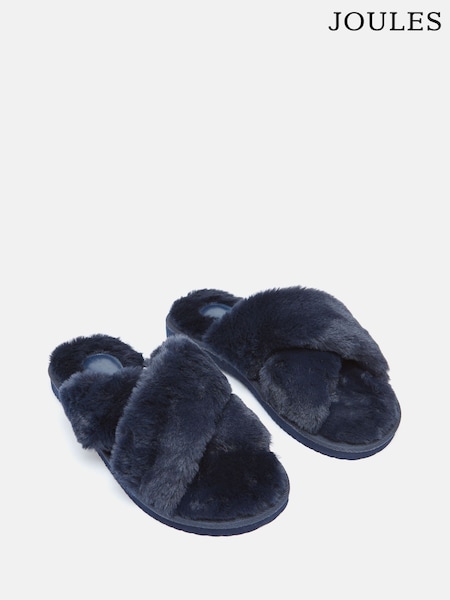 Joules Romilly Navy Faux Fur Slippers (B96864) | 123 QAR