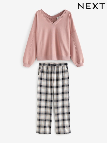 مربعات وردي - Sweatshirt And 100% Cotton Flannel Pyjamas (B96871) | ‏119 ر.ق.