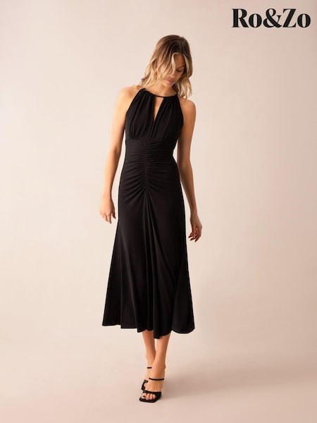 Ro&Zo Black Petite Jersey Halterneck Midi Dress (B96899) | €79