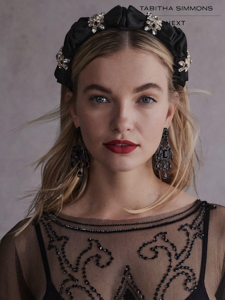 Black Tabitha Simmons Blair Sparkle Bow Headband (B96908) | €38