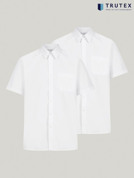 Trutex White Regular Fit Short Sleeve 2 Pack School Shirts (B96929) | 164 LEI - 179 LEI