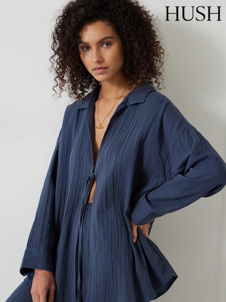 Blau - Hush 100% Cotton Elodie Tie Front Beach Shirt (B96936) | 36 €