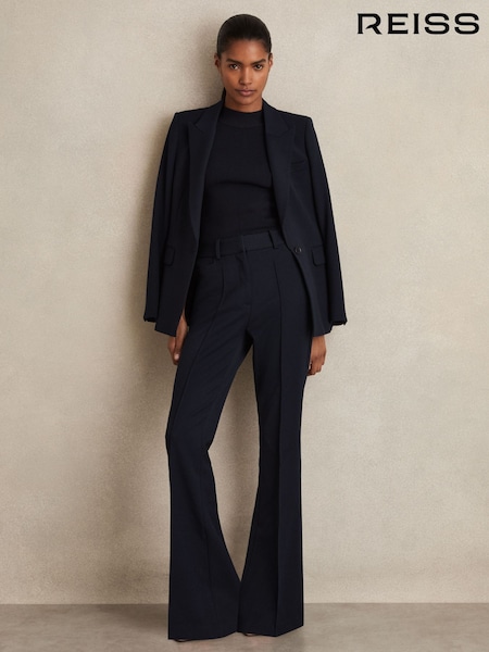 Reiss Navy Gabi Flared Suit Trousers (B96972) | 809 QAR
