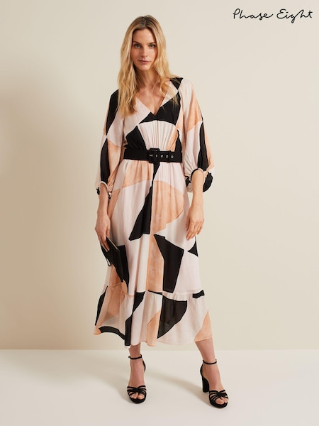 Phase Eight Multi Sophia Colourblock Belted Midi Dress (B96976) | €89
