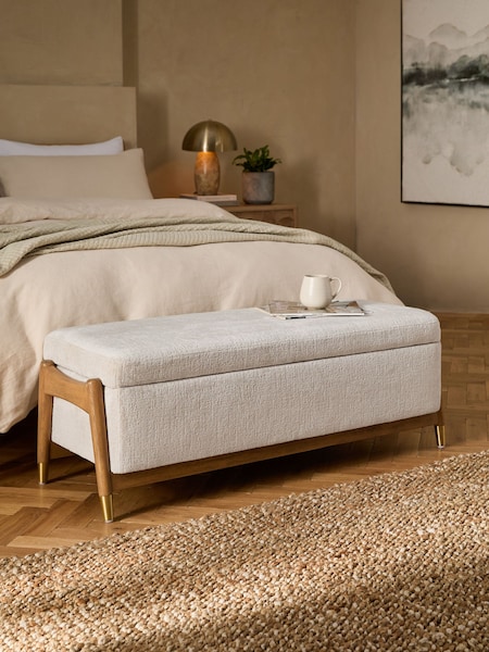 Plush Chenille Natural Oyster Flinton Upholstered Storage Ottoman (B96983) | €415