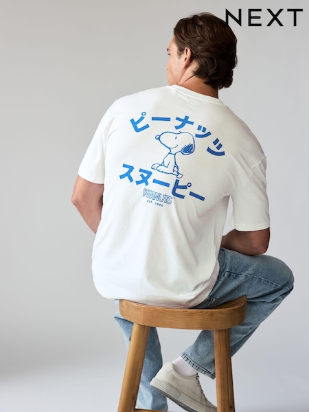 White Blue Japanese 100% Cotton Snoopy Licence T-Shirt (B97046) | 62 QAR