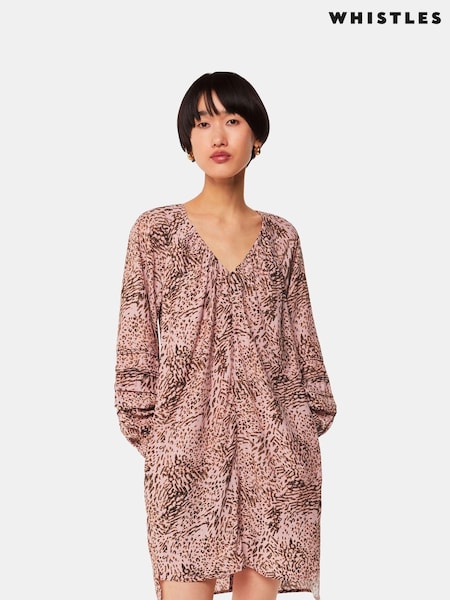 Whistles Pink Animal Print Swirl Cocoon Dress (B97050) | €37