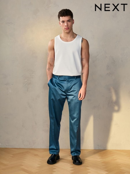 Blue EDIT Satin Trousers (B97071) | AED87
