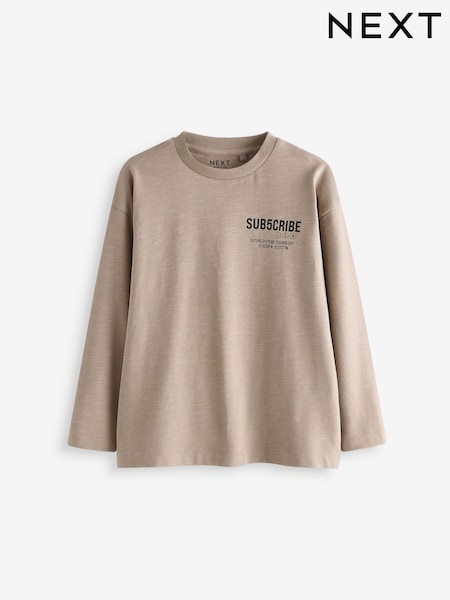 Stone Sub5cribe Back Print Long Sleeve Graphic 100% Cotton T-Shirt (3-16yrs) (B97138) | €7 - €9