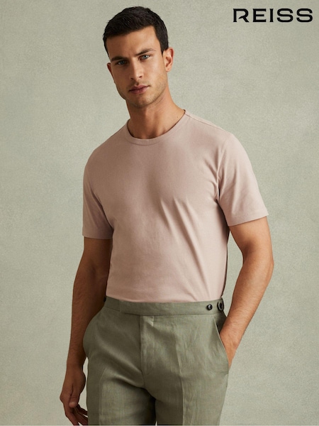 Reiss Washed Pink Melrose Cotton Crew Neck T-Shirt (B97155) | €20