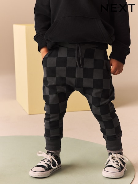 Black Checkerboard All-Over Print Utility Super Skinny Joggers (3mths-7yrs) (B97189) | AED32 - AED39