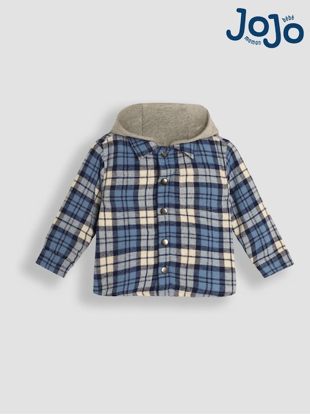 JoJo Maman Bébé Denim Check Hooded Shacket (B97350) | €47