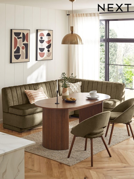 Plush Chenille Moss Green Anderson Storage Right Hand Dining Bench (B97401) | €1,650