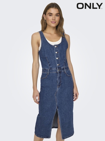 ONLY Blue Denim Button Up Cami Midi Dress (B97571) | €24