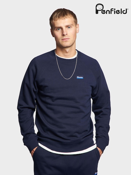 Penfield Blue Mens Relaxed Fit 100% Cotton Original Logo Sweatshirt (B97584) | AED437
