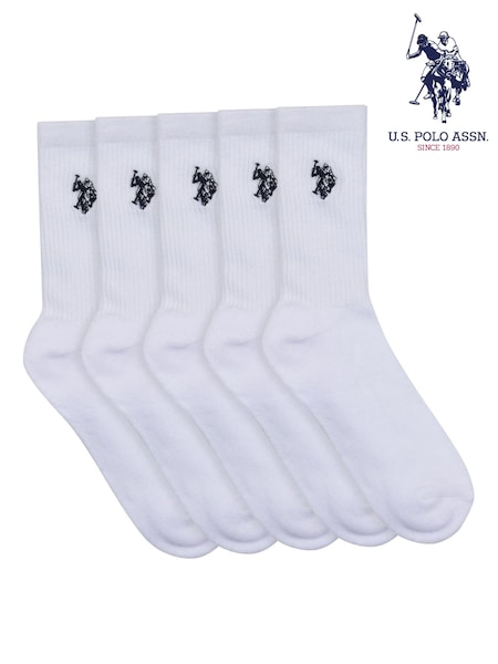 U.S. Polo Assn. White 100% Cotton Classic Sports Socks 5 Pack (B97694) | €25