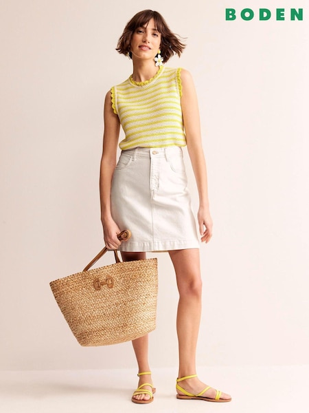 Boden Cream Nell Denim Mini Skirt (B97863) | €44.50