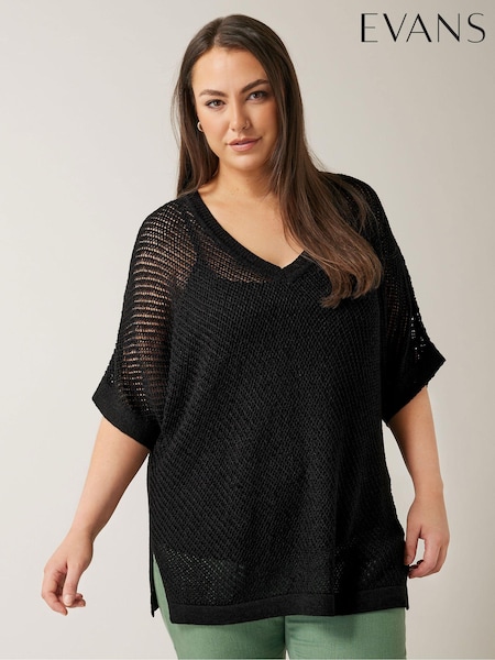 EVANS Curve Black Tape Yarn Jumper (B97867) | €24
