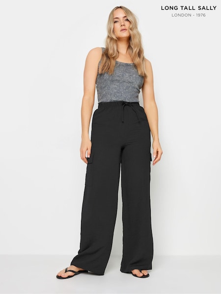 Long Tall Sally Black Crepe Cargo Wide leg Trousers (B97873) | €43