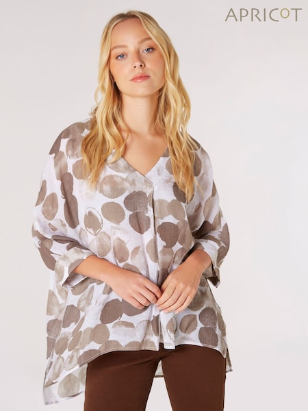 Natur - Apricot Paint Circles Print Top