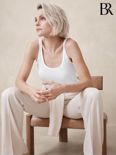 Banana Republic White Sheer Ribbed Vest Top (B97885) | €29