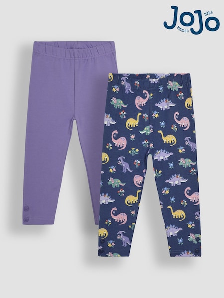 JoJo Maman Bébé Navy Blue Dino Floral 2-Pack Autumn Ditsy Floral Leggings (B97894) | €35