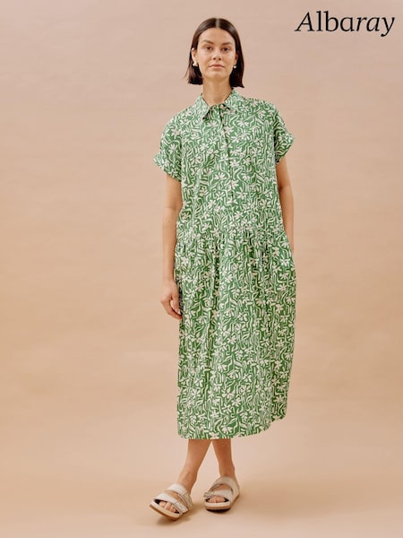 Albaray Green Brushstroke Floral Shirt Dress (B97905) | €70