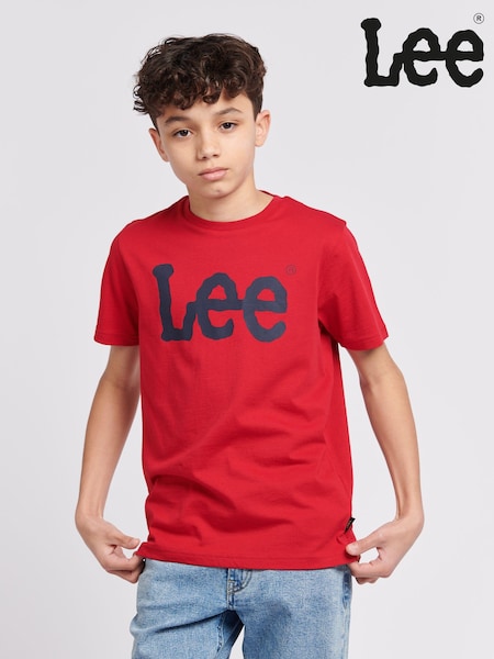 Lee Red Boys Wobbly Graphic Print 100% Cotton T-Shirt (B97918) | €24 - €29