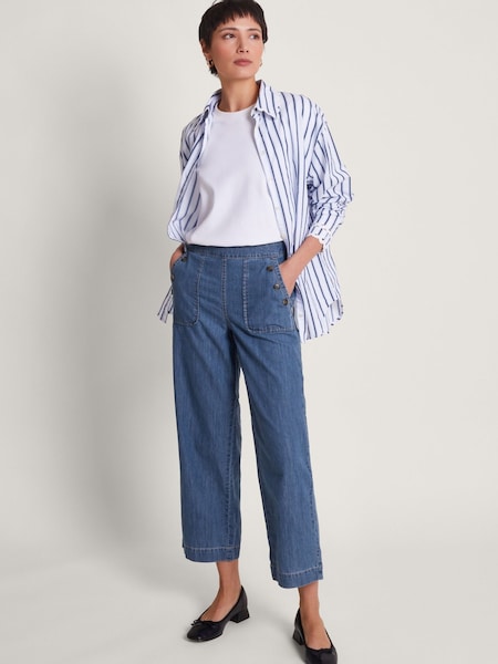 Monsoon Blue Chrome Harper Regular Length Crop 100% Cotton Jeans (B97936) | $82