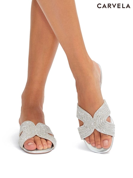 Carvela Chrome Gala Mule Jewel Sandals (B97992) | ₪699