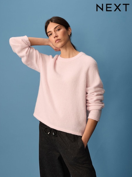 Pink Blush Soft Touch Crew Neck Knitted Jumper with Alpaca (B98028) | €41