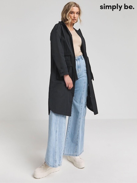 Simply Be Black Functional Utility Coat (B98136) | €41.50