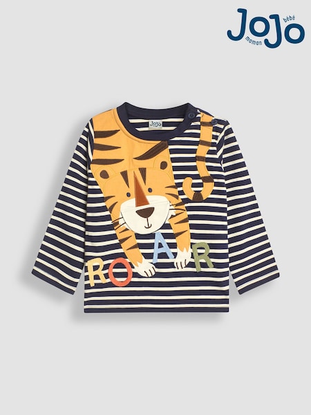 JoJo Maman Bébé Navy Blue Tiger Appliqué Top (B98147) | €30