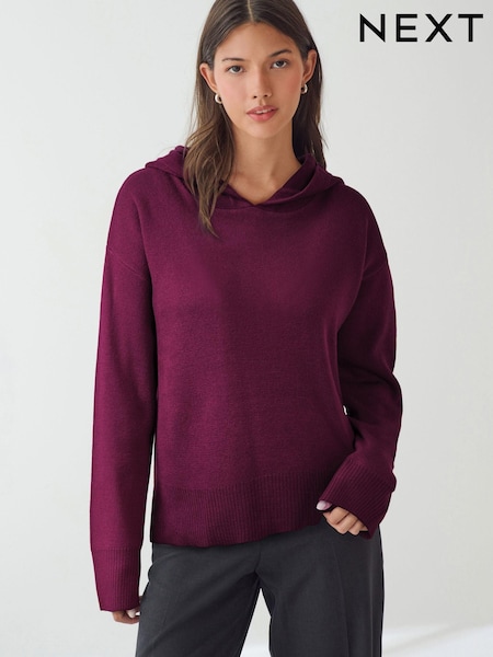 Red Berry Cosy Soft Touch Knitted Jumper Hoodie (B98198) | €18