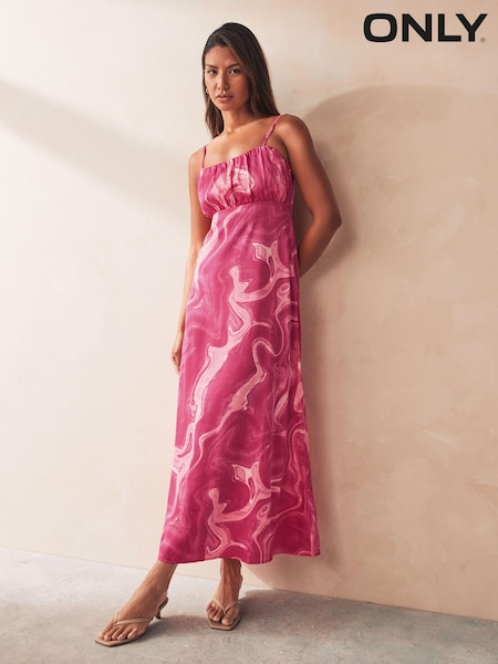 ONLY Marble Print Cami Ruched Detail Midi Dress (B98204) | €18
