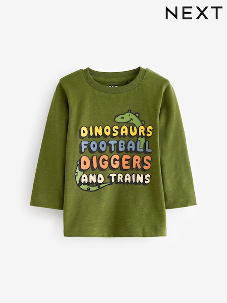 Green Dinosaur Long Sleeve Character T-Shirt (3mths-7yrs) (B98238) | €7 - €9