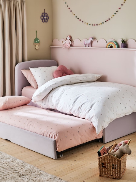 Opulent Velvet Lilac Purple Kids Matson Trundle Upholstered Bed (B98387) | €550