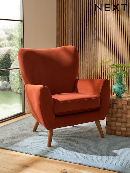 Soft Velvet Rust Brown Wilson II Highback Grande Armchair (B98465) | €490
