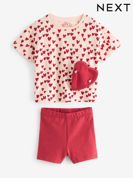 rožnata srce; srčast - Bag 100% Cotton T-Shirt & Cycle Shorts Set (3mths-7yrs) (B98648) | € 10 - € 13