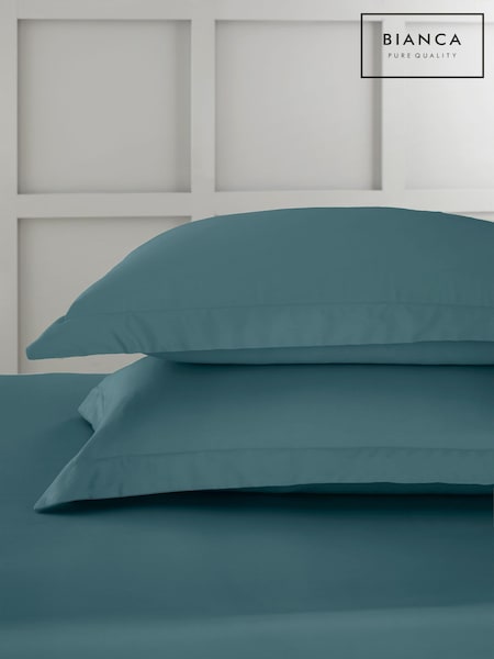 Bianca Set of 2 Teal 400 Thread Count 100% Cotton Sateen Oxford Pillowcases (B98746) | €19