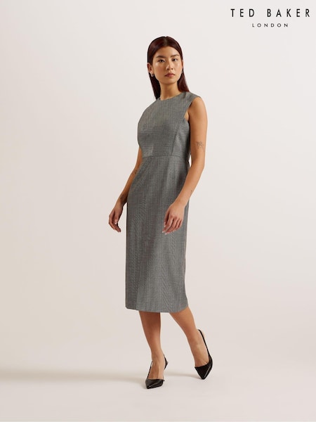Ted Baker Grey Yutakad Tailored Midi Dress With Front Split (B98770) | €89