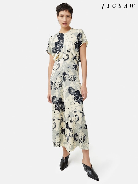 Jigsaw Floral Echo Ruched Dress (B98865) | €114
