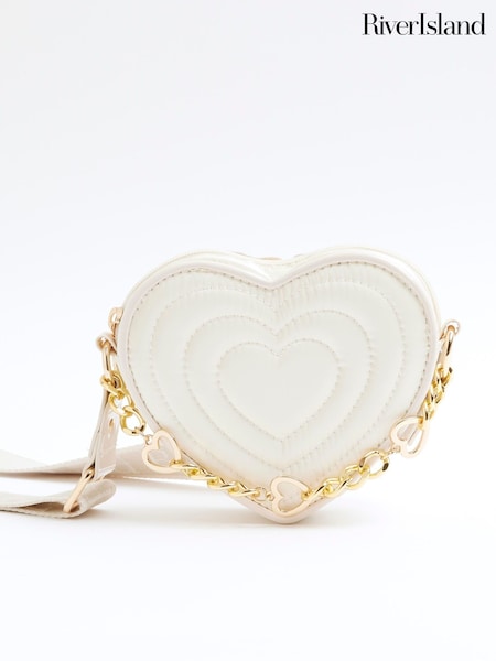 River Island Cream Girls Heart Chain Nylon Bag (B98962) | €14.50