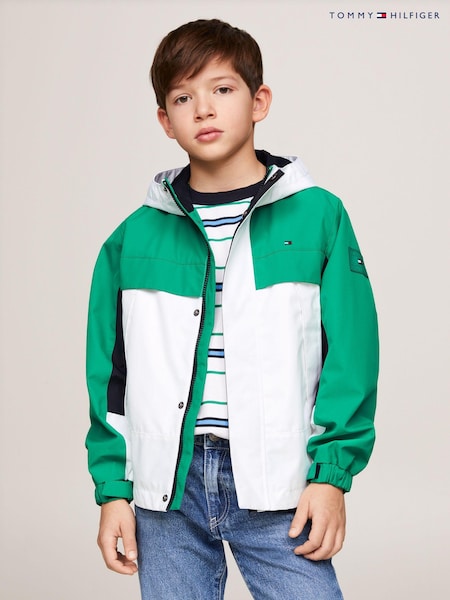 Tommy Hilfiger Green Colorblock Hooded Jacket (B99014) | AED262 - AED320