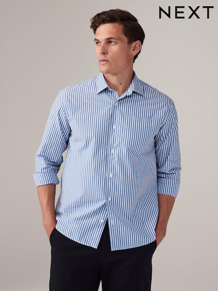 Blue/White 100% Cotton Stripe Long Sleeve Shirt (B99133) | € 9