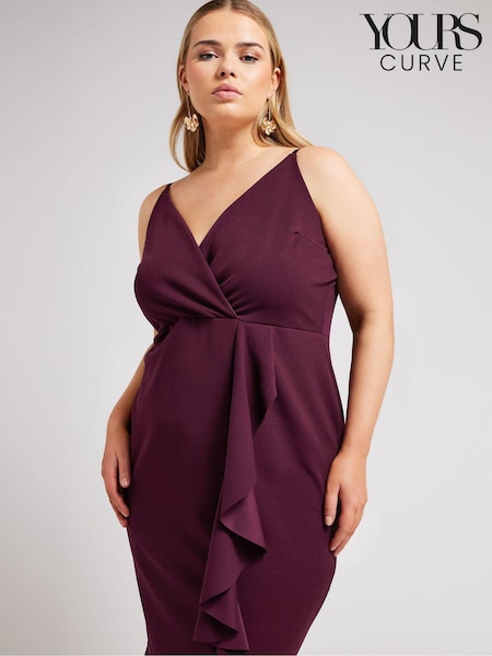 Yours Curve Purple London Ruffle Wrap Dress (B99197) | 116 QAR